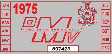 (image for) 1975 New York REGISTRATION Sticker